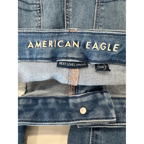 American Eagle Curvy Super High Rise Flare Jeans Distressed Size 18 Long - Picture 3 of 7